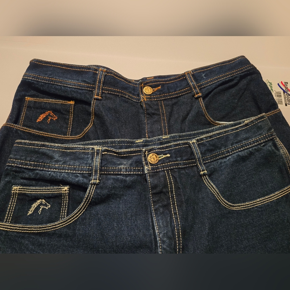 Jordache Dark Blue Denim Jeans with Embroidered Detail 36x32
